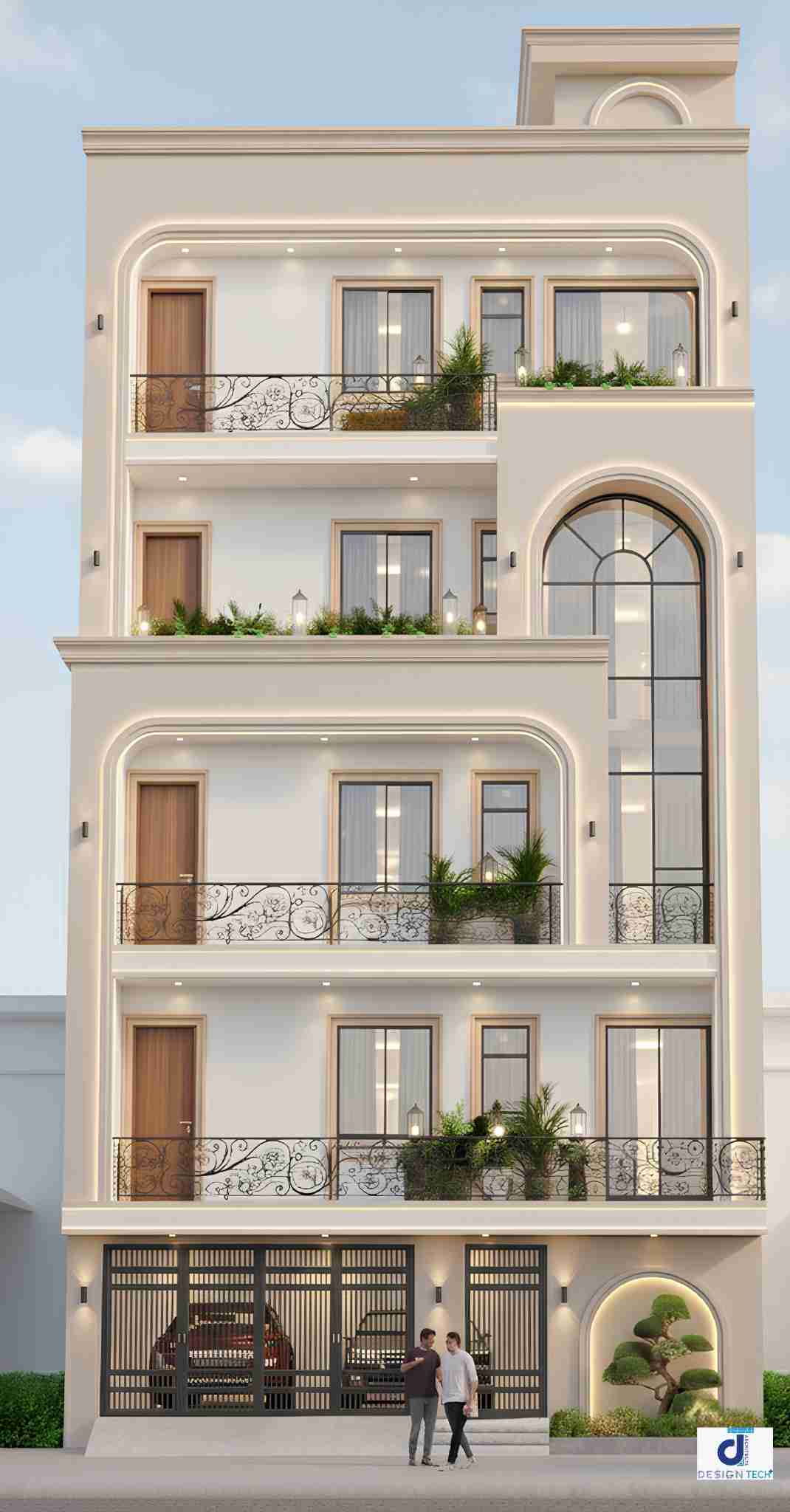 Front elevation of a modern luxury residence with contemporary architecture designed by Design Tech